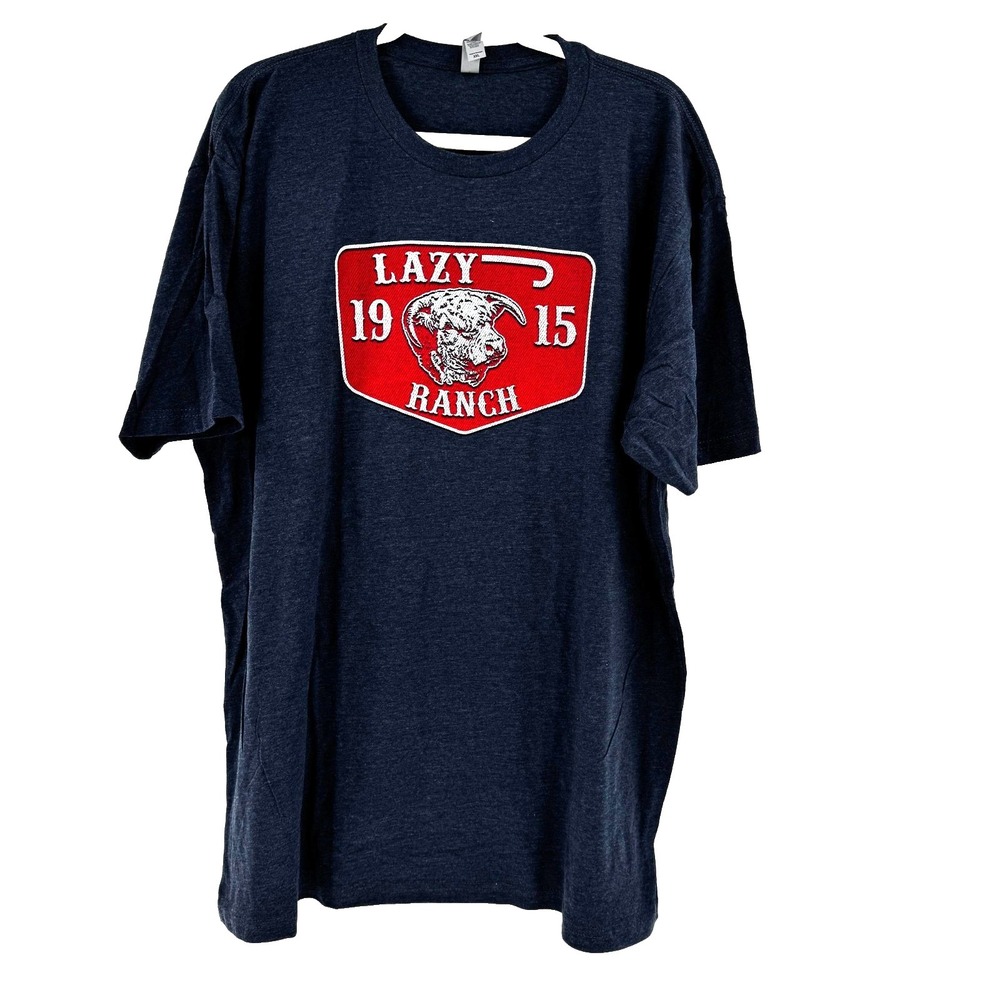 NEW Lazy J Ranch Wear Red Ranch Elevation T-Shirt Men's XXL Blue Landman Western